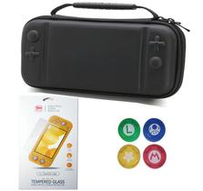 Case Nintendo Switch Lite Preto + Película Vidro + 4 Grips - 123Games