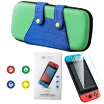 Case Nintendo Switch V1 V2 Luigi + Película Vidro + 4 Grips - 123Games