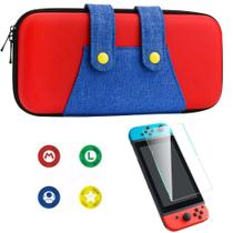Case Nintendo Switch V1 V2 Mario + 4 Grips + Película Vidro