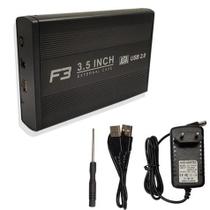 Case para Hd Externo 3,5" SATA USB 2.0, Preto JC-CS3.5