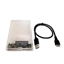 Case Para HD Externo de 2,5" SATA Para USB, 2.0 USB 3.0 Transparente + Cabo de Conexão USB