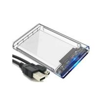 Case Para HD Externo de 2,5" SATA Para USB, 2.0 USB 3.0 Transparente + Cabo de Conexão USB