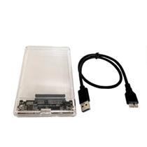 Case Para HD Externo de 2,5" SATA Para USB 3.0 Transparente + Cabo De Conexão USB - Bringit