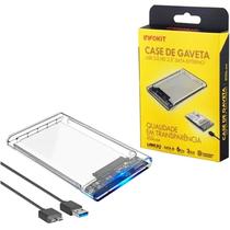 Case Para HD Externo Transparente USB 3.0 Transmissão 5Gbps Sata 2.5" HD/SSD Exbom - ECASE-300