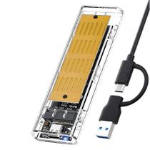 Case para ssd m.2 externo tipo c/usb 3.0 ngff / nvme otg