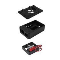 Case Plástico Para Rasp. Pi 4B Com Ventoinha Preto - RoXo