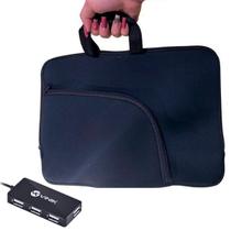 Case Preta Luva com Bolso e Alça para Notebook 15,6 Polegadas + HUB USB Vinik