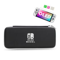 Case Rígida Bolsa de Transporte Estojo de Viagem Compatível Switch Oled + Película Vidro Temperado Oled - T&Z