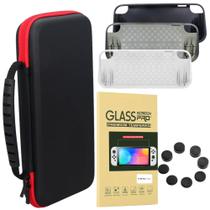 Case Rígida Nintendo Switch+ Película Vidro Oled+ Grips+ Tpu Case Rígida Nintendo Switch+ Película Vidro Oled+ Grips+ Tpu