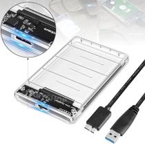 Case Slim Para HD SSD ou Sata 2,5 USB 3.0 Transparente - Exbom