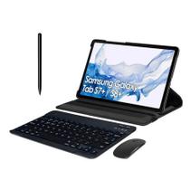 Case + Teclado Abnt2 + Mouse Para Tablet Galaxy Tab S7 Plus S8 Plus