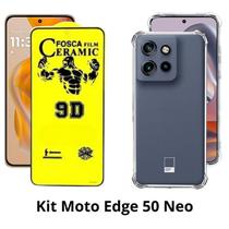 Case TPU Silicone Capinha + Película de Cerâmica Fosca para Motorola Moto Edge 50 Neo