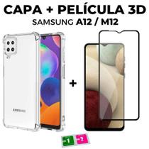 Case Transparente Anti Impacto + Película de Vidro 3D compatível Samsung Galaxy A12 M12