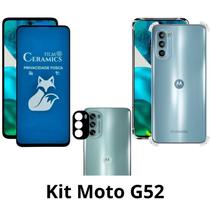Case Transparente Capinha + Película Fosca Privacidade + Película de Câmera para Moto G52