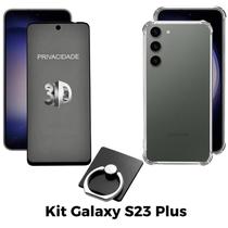 Case Transparente + Película 3D Privacidade + Anel Suporte para Samsung Galaxy S23 Plus Case Transparente + Película 3D Privacidade + Anel Suporte para Samsung Galaxy S23 Plus