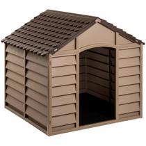 Casinha Casa Cachorro Cães Grande Plástico Proteção UV 71x71x68cm - Marrom Starplast