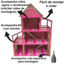 Casinha Casa De Boneca Adesivada + Kit De Mini Móveis