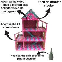 Casinha Casa De Boneca Adesivada + Kit De Mini Móveis