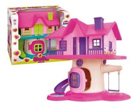 Casinha Casa Na Arvore Com Varanda de Boneca Bella Villa Brinquedo Infantil Menina
