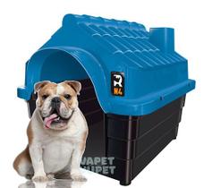 Casinha Casa Pet N4 Plástica Azul Para Cães Cachorros Gatos Com Proteção Resistente MecPet