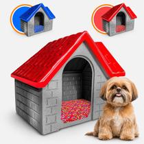 Casinha Casa Plástica Cachorro Pequeno Bangalo Número 3 Com Colchão