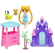 Casinha Castelo Com Boneca + Cachorro E Acessórios 14Cm