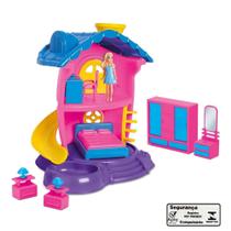 Casinha da Judy Quarto Samba Toys com Boneca e Acessorios Playset Brinquedo Infantil Recreativo