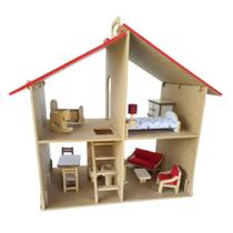 Casinha de Boneca Flex - com Móveis - Madeira - 2 Andares - Bohney Casinha de Boneca Flex - com Móveis - Madeira - 2 Andares - Bohney