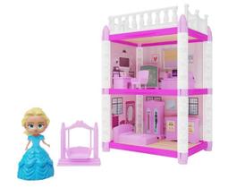 Casinha de Boneca Quarto e Sala de Estudos da Princesa 56 Peças Rosa
