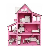 Casinha de Bonecas em MDF com 30 Mini Móveis Desmontada Casinha de Bonecas em MDF com 30 Mini Móveis Desmontada