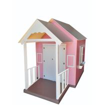 Casinha de Brinquedo 1,20 com Cercado e Varanda Rosa/ Branco - Cema Decor