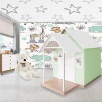 Casinha de Brinquedo Artesanal MDF com Telhado Branco/Verde L12 - Gran Belo Casinha de Brinquedo Artesanal MDF com Telhado Branco/Verde L12 - Gran Belo