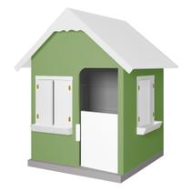 Casinha De Brinquedo Com Floreiros MDF Verde/Branco L12 - Criança Feliz