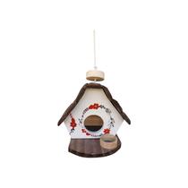 Casinha de Passarinho com Comedouro feita de Madeira da Cor Marrom Decoração de Jardim Varanda