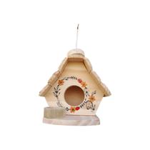 Casinha de passarinho com comedouro feita de madeira - Decoração de Jardim - Varanda - Quintal