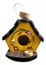 casinha de passarinho com comedouro feita de madeira - Decoração de Jardim - Varanda - Quintal