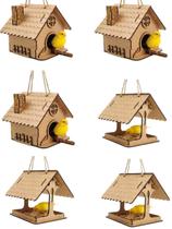 Casinha de Passarinho de Madeira para Jardim com Comedouro Decoração Externa MDF Casinha de Passarinho de Madeira para Jardim com Comedouro Decoração Externa MDF