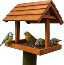 Casinha de Passarinho Para Jardim Comedouro Para Aves Tratador Alimentador Externo em Madeira Grande Enfeite Criadouro