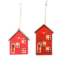 Casinha Decorativa Iluminada LED Coração Vermelho Enfeite De Pendurar Em Madeira 15cm Casinha Decorativa Iluminada LED Coração Vermelho Enfeite De Pendurar Em Madeira 15cm