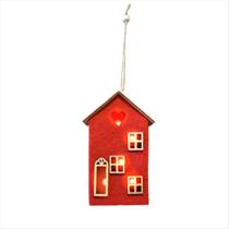 Casinha Decorativa Iluminada LED Coração Vermelho Enfeite De Pendurar Em Madeira 15cm Casinha Decorativa Iluminada LED Coração Vermelho Enfeite De Pendurar Em Madeira 15cm