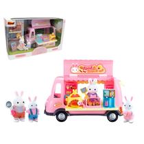 Casinha Feliz Carrinho Food Truck Com Coelhinha De Aparência Aveludada E Acessórios De Comida Infantil Colecionável Zoop