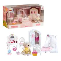 Casinha Feliz Conjunto Quarto Cenário Com Boneca Acessórios