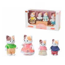 Casinha Feliz Família Gato Tipo Sylvanian Family Brinquedo Infantil Colecionável Bonecos Aveludados Para Presentear Zoop