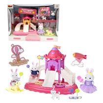 Casinha Feliz Tipo Silvania Family Com Coelha Parque De Diversão Escorregador De Castelo e Acessórios Colecionável Zoop