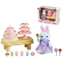 Casinha Feliz Tipo Sylvanian C/ Coelhinha e Acessórios Coleção 3 Brinquedo Infantil Delicado Faz de Conta - Zoop