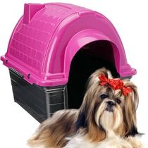 Casinha Iglu De Plástico Para Cachorros Pequenos Furacão Pet Tamanho Nº2 Rosa