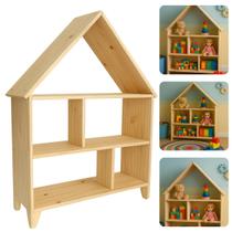Casinha Infantil Menina Menino Unissex Madeira Pinus Prateleira Organizadora Quarto Brinquedoteca