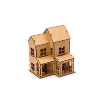 Casinha miniatura dupla 15cm para terrarios mini jardins e decoração mdf 3mm