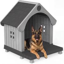 Casinha para Cachorro DRATO de Resina Grande com Base Elevada e Frente Aberta