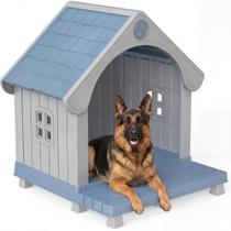 Casinha para Cães DRATO de Resina Grande com Base Elevada e Frente Aberta